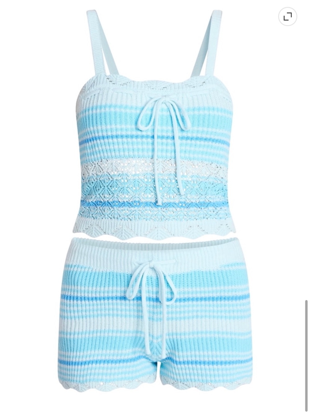 No Boundaries Light Blue & White Striped Knit Cami and Shorts Set